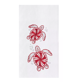 C and F Home Holiday Dish Towel, Peppermint Turtles, floursack