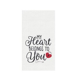 C and F Home Valentine Towel, Heart Belongs to You, waffle weave disc