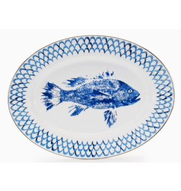 Golden Rabbit Fish Camp Oval Serving TRAY/PLATTER, 16x12, Enamelware