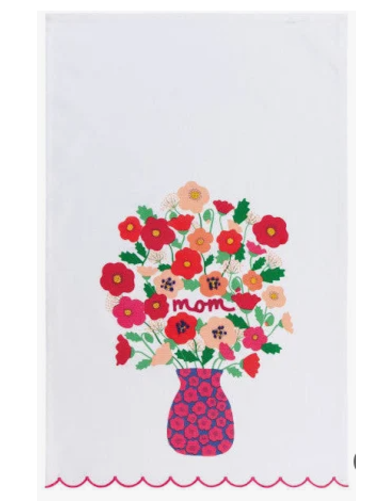 Now Designs Mother's Day Dish Towel, Poppy Bouquet "mom" disc