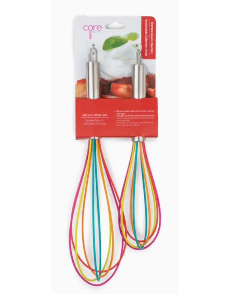 Core Home 2PC Silicone Whisk Set, Rainbow