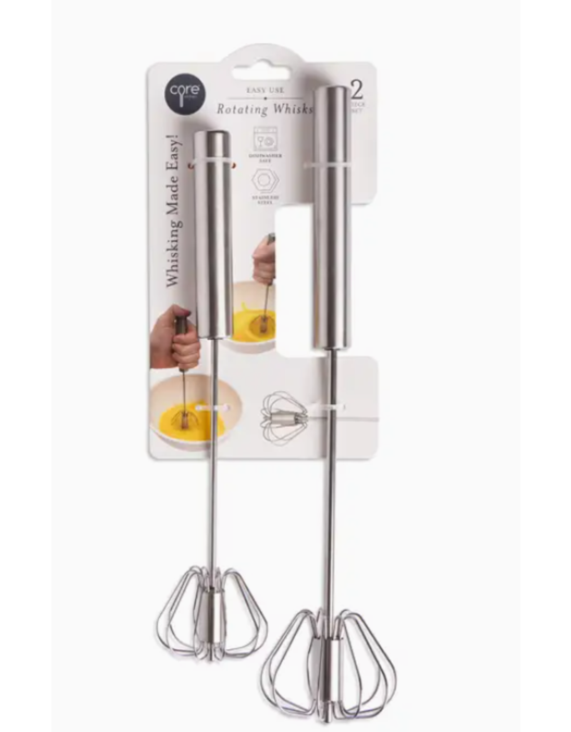 Core Home 2pc Stainless Steel Rotating Whisk Set