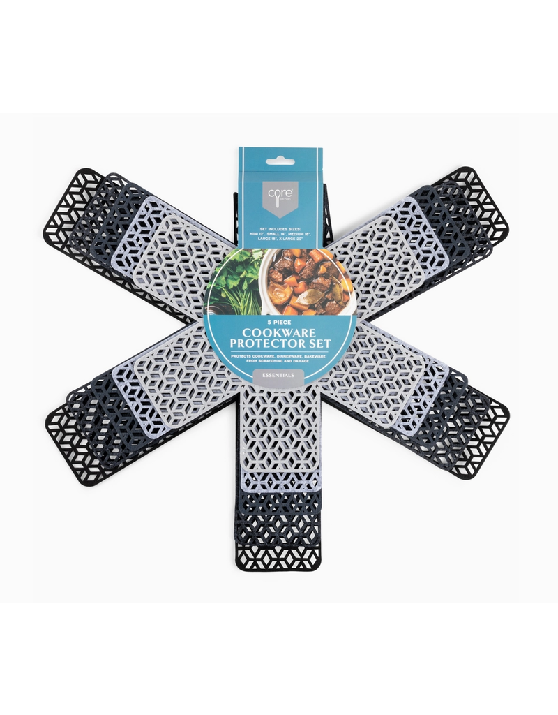 Core Home 5pc Cookware Protectors, black/gray diamond