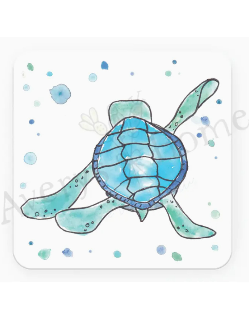 Absorbent Stone Coaster, BABY Blue Sea Turtle