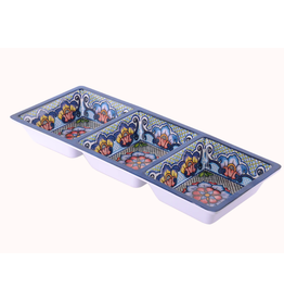 Prepara 3-Section Taco Serving Tray, Blue
