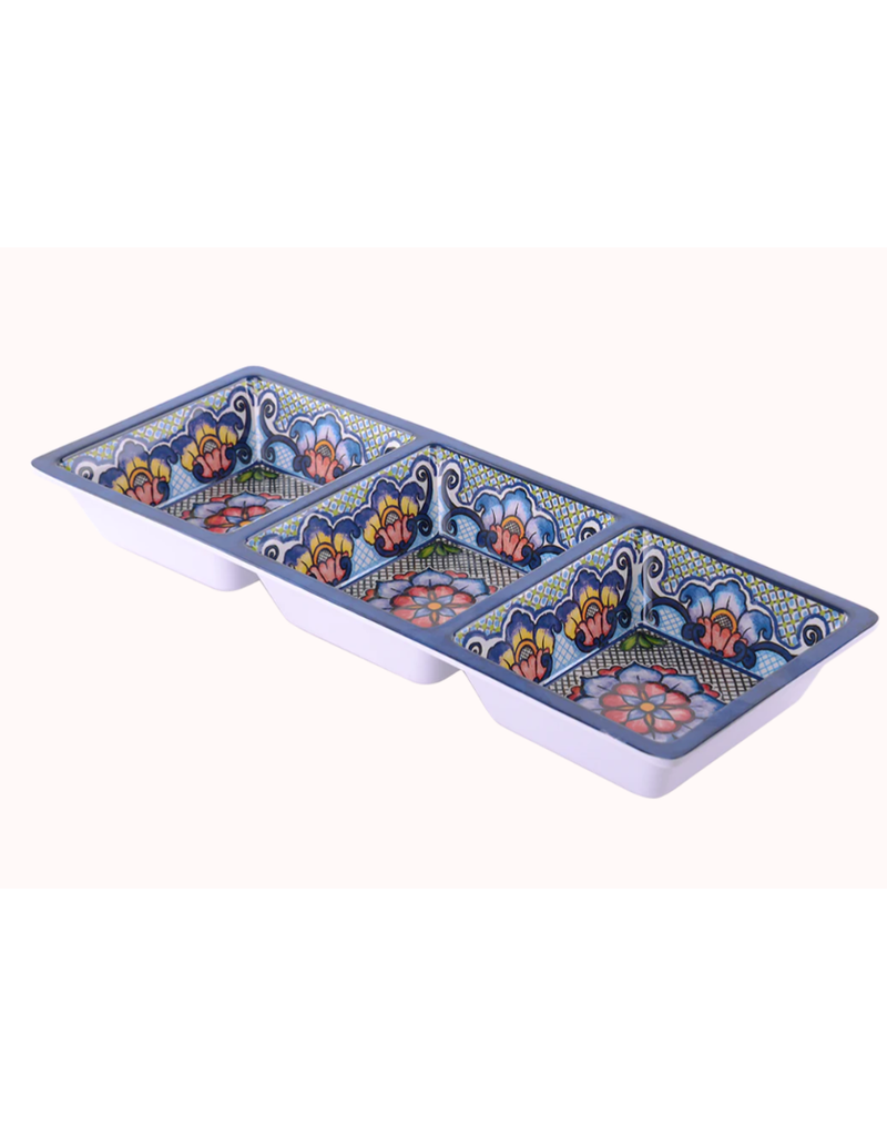 Prepara 3-Section Taco Serving Tray, Blue
