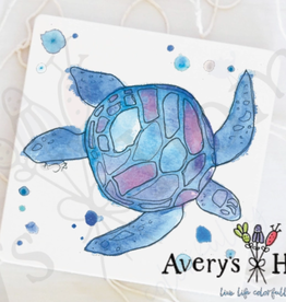 Absorbent Stone Coaster, BLUE Sea Turtle