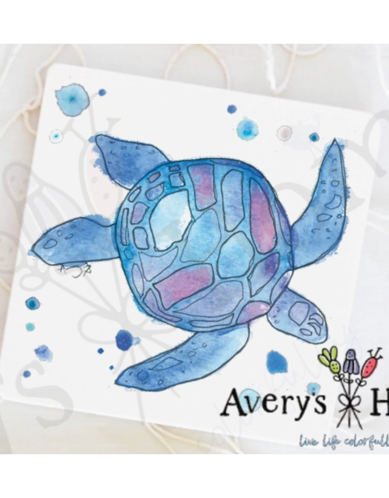 Absorbent Stone Coaster, BLUE Sea Turtle