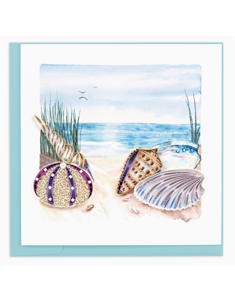 Quilling Card Greeting Card, Quill - Everyday, Seashells on Shore, 6x6