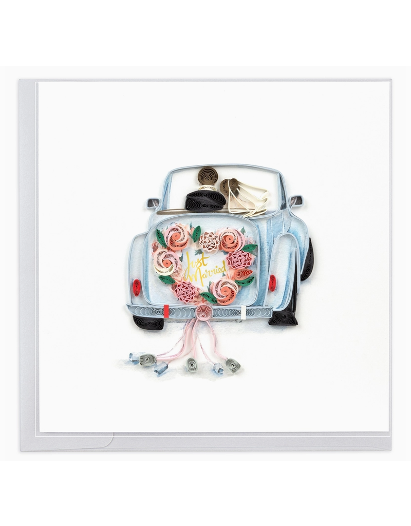 Quilling Card Greeting Card, Quill - Wedding, Just Married Car, 6x6