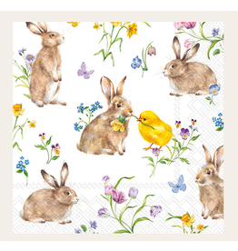 Boston International Easter Cocktail Napkins, Easter Bunny & Chick, 20x