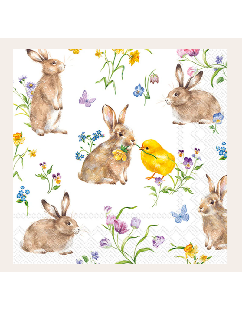 Boston International Easter Cocktail Napkins, Easter Bunny & Chick, 20x