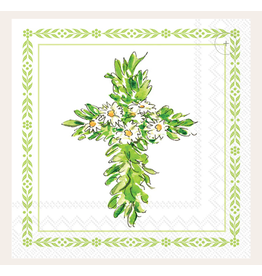 Boston International Easter Cocktail Napkins, Floral Cross, 20x