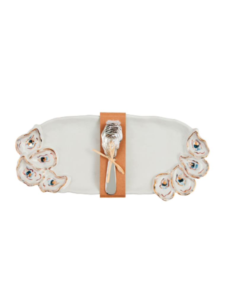 Mudpie Oyster Tray/Platter & Spreader Set, 14x6 y