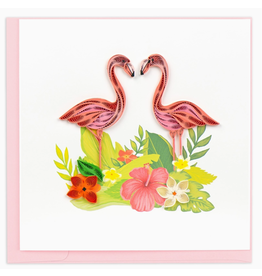 Quilling Card Greeting Card, Quill - Everyday, 2 Flamingos, 6x6*