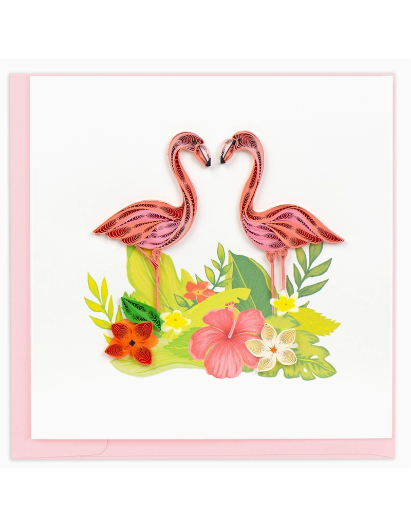 Quilling Card Greeting Card, Quill - Everyday, 2 Flamingos, 6x6*