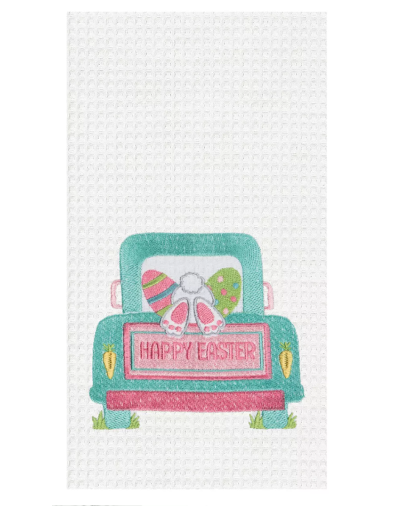 C and F Home Easter Towel, Easter Truck, waffle weave