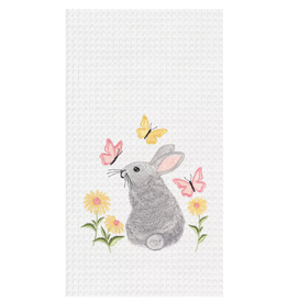 C and F Home Easter Towel, Bunny & Butterflies, waffle weave