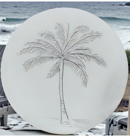 Hand-Crafted Absorbent Ceramic Coaster, Palm Tree, SINGLE