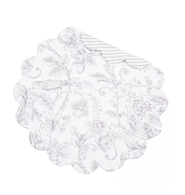 C and F Home Placemat, Gray Callahan Songbirds, Round Reversible