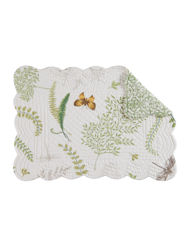 C and F Home Placemat, Althea Ferns, Rectangular Reversible