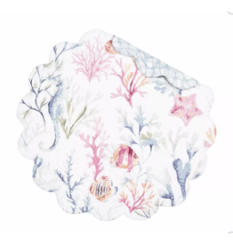 C and F Home Placemat, Mauve Fish Nori, Round Reversible