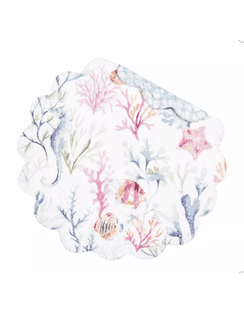 C and F Home Placemat, Mauve Fish Nori, Round Reversible