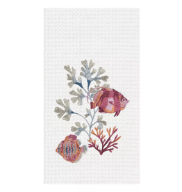 C and F Home Towel, 2 Mauve Fish Nori, waffle weave