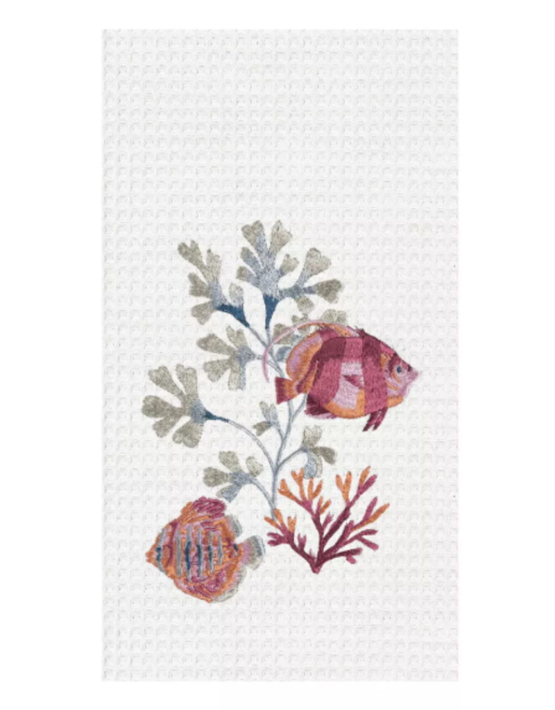 C and F Home Towel, 2 Mauve Fish Nori, waffle weave