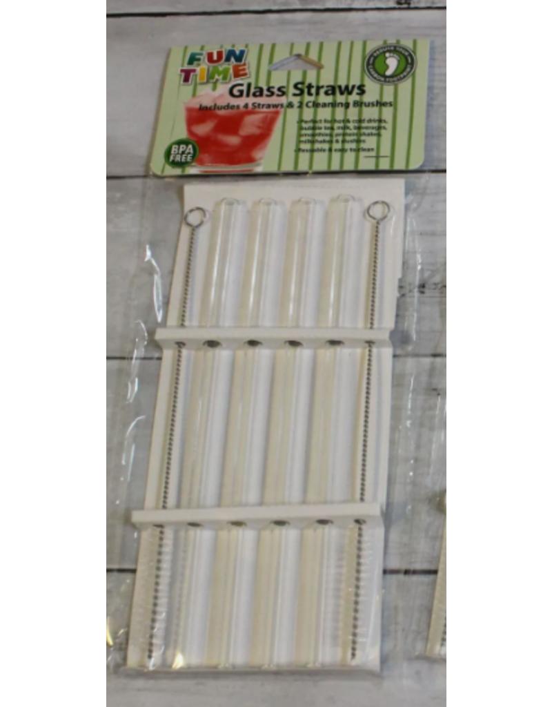 fun time Glass Straws With Cleaner, Set of 4 disc