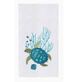 C and F Home Towel, Blue Sea Turtle with Bubbles, floursack