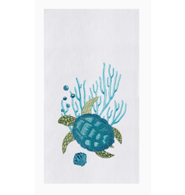 C and F Home Towel, Blue Sea Turtle with Bubbles, floursack