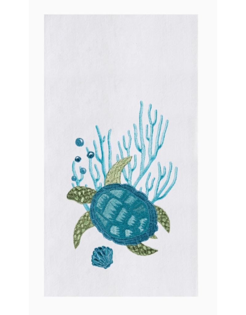 C and F Home Towel, Blue Sea Turtle with Bubbles, floursack
