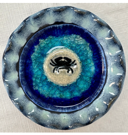 Handmade Pottery Dish, Crab, 5"