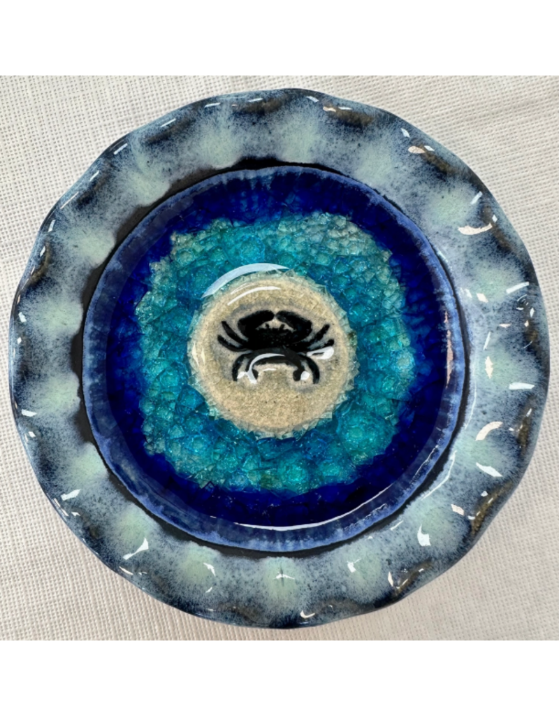 Handmade Pottery Dish, Crab, 5"