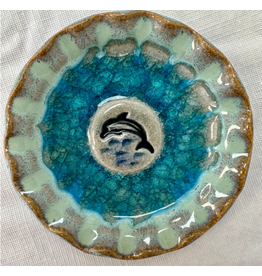 Handmade Pottery Dish, Dolphin, 5" disc
