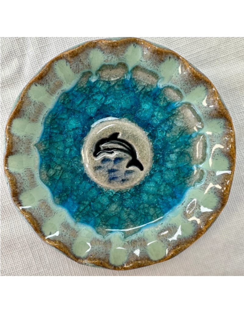Handmade Pottery Dish, Dolphin, 5"