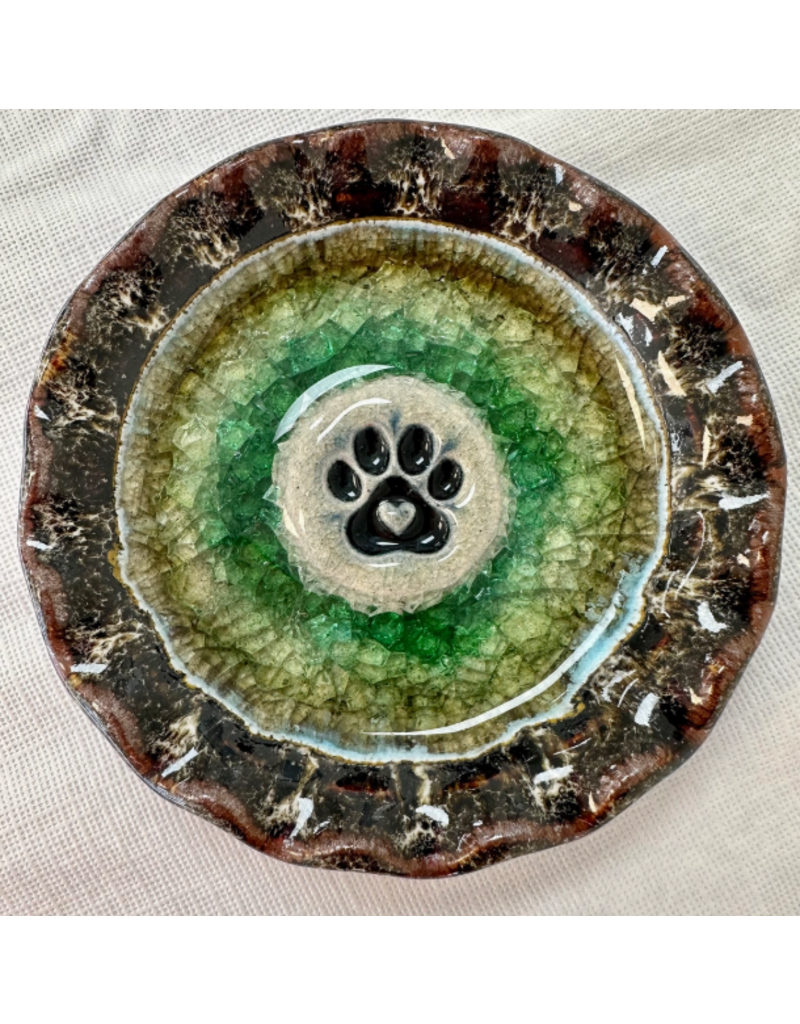 Handmade Pottery Dish, Dog Paw, 5"