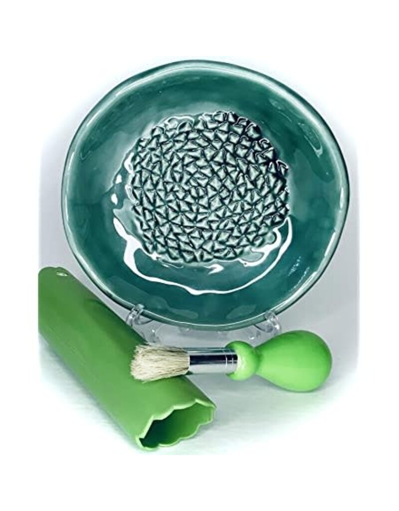 Garlic Grate Plate, 3pc Set, Emerald Green