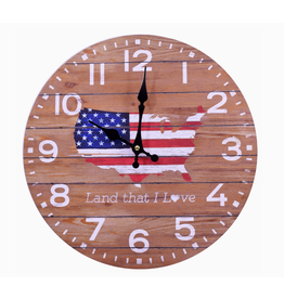 Patriotic  American Flag Clock 13" disc