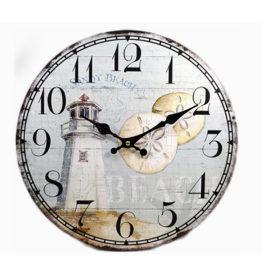 Lighthouse Shells Beach Clock 13"