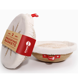 KneadAce ROUND Cotton Rope Bread Proofing Baskets with Liners, Set of 2
