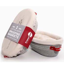 KneadAce OVAL Cotton Rope Bread Proofing Baskets with Liners, Set of 2
