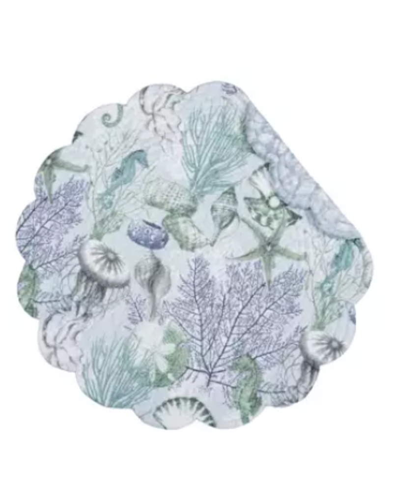 C and F Home Placemat, Shoreline Waters, Round Reversible