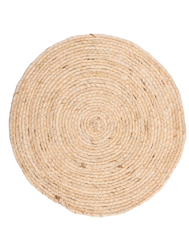 C and F Home Placemat, White Seagrass, Round