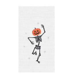 C and F Home Halloween Towel, Pumpkin Skeleton, waffle weave