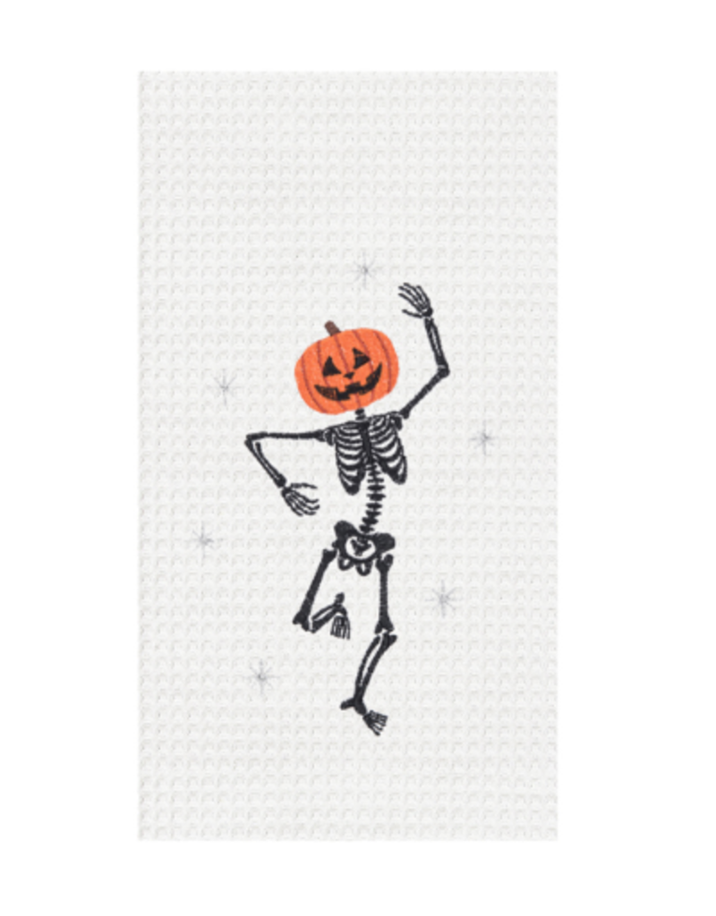C and F Home Halloween Towel, Pumpkin Skeleton, waffle weave
