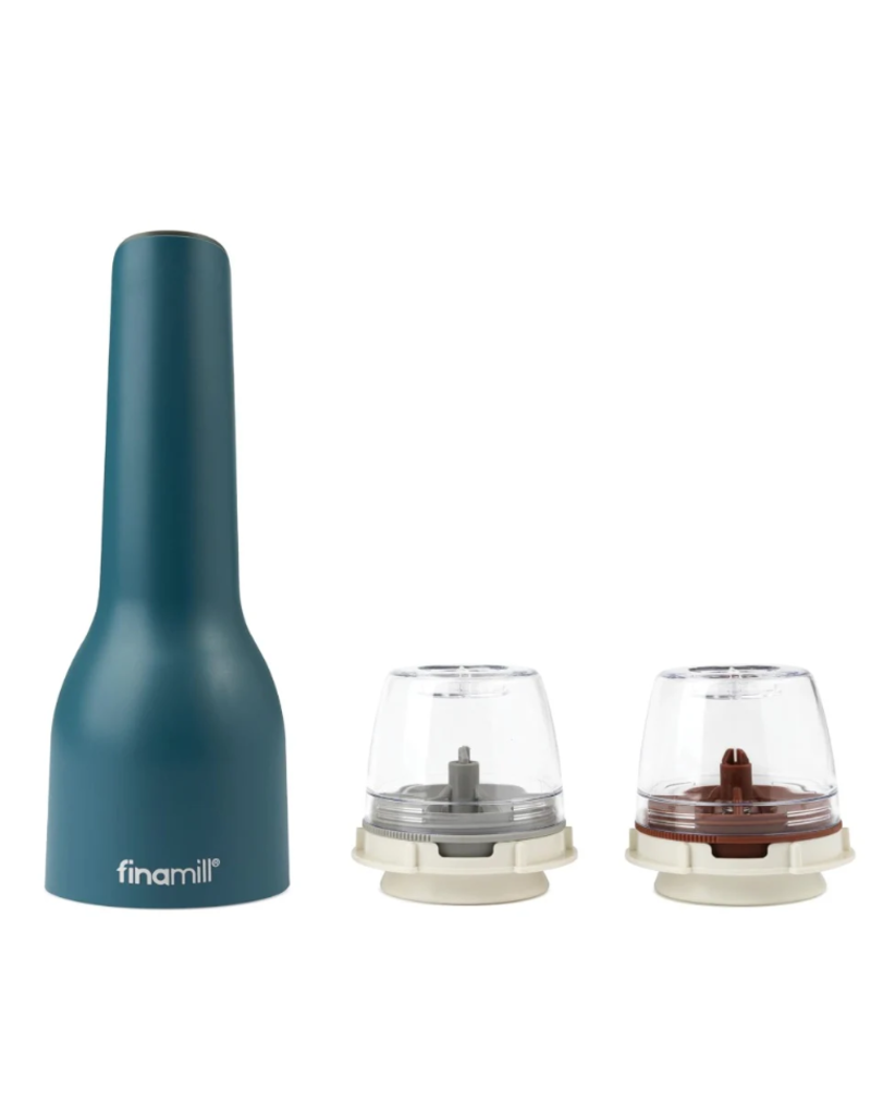 FinaMill Ocean Blue Battery-Operated Salt, Pepper & Spice Grinder/Mill, With 2 Pods