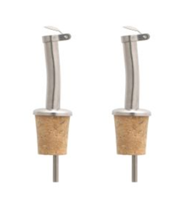 Harold Imports Bottle Stoppers/Pourers, Cork with Metal Flap, Set of 2
