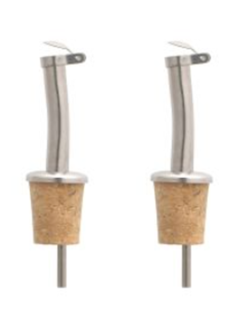 Harold Imports Bottle Stoppers/Pourers, Cork with Metal Flap, Set of 2